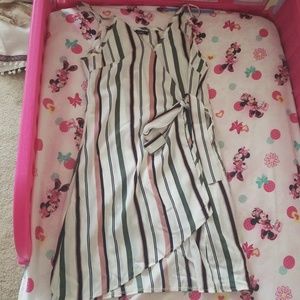 Striped tie side dress